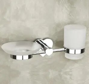Glass Soap Dish & Tumbler Holder